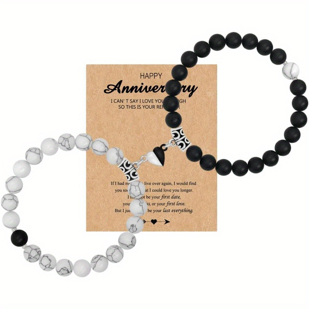 White Turquoise frosted black and white heart-Anniversary