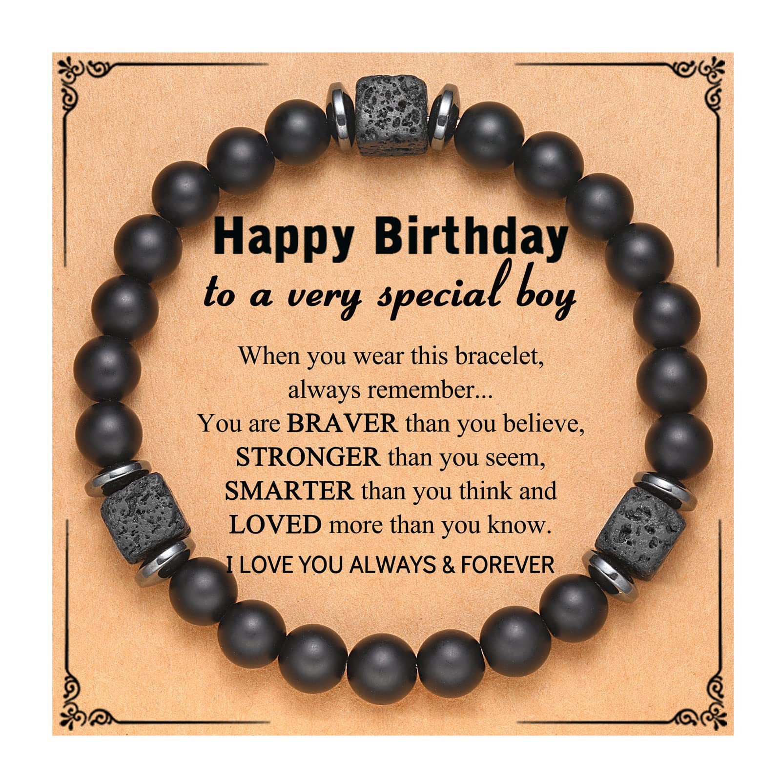 Volcanic Stone Bracelet Happy birthday for a boy Card