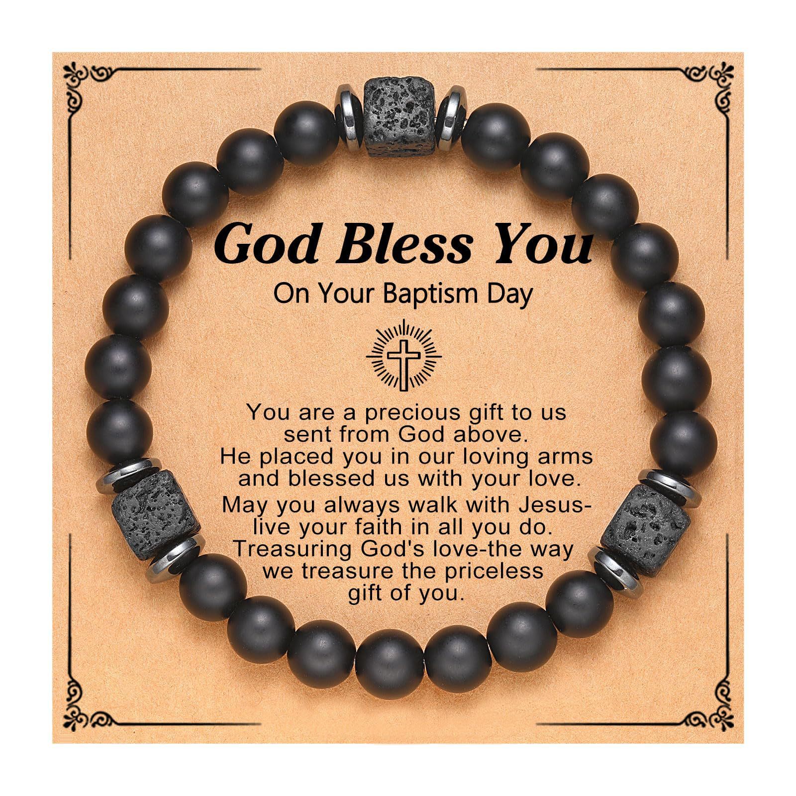 Volcanic Stone Bracelet God Bless You Card