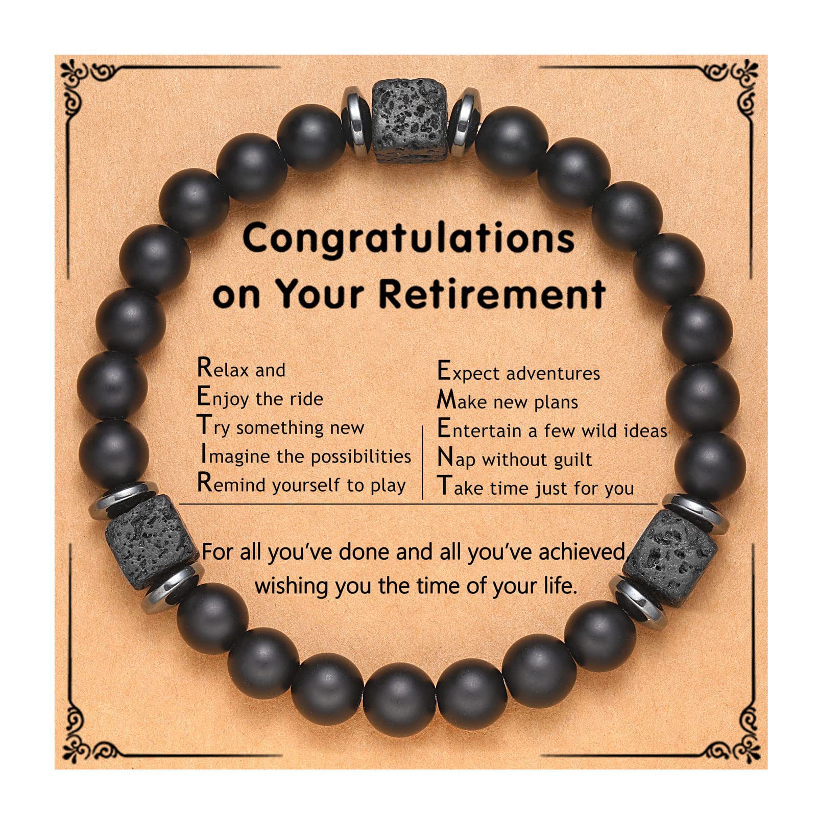Volcanic Stone Bracelet Happy retirement Card