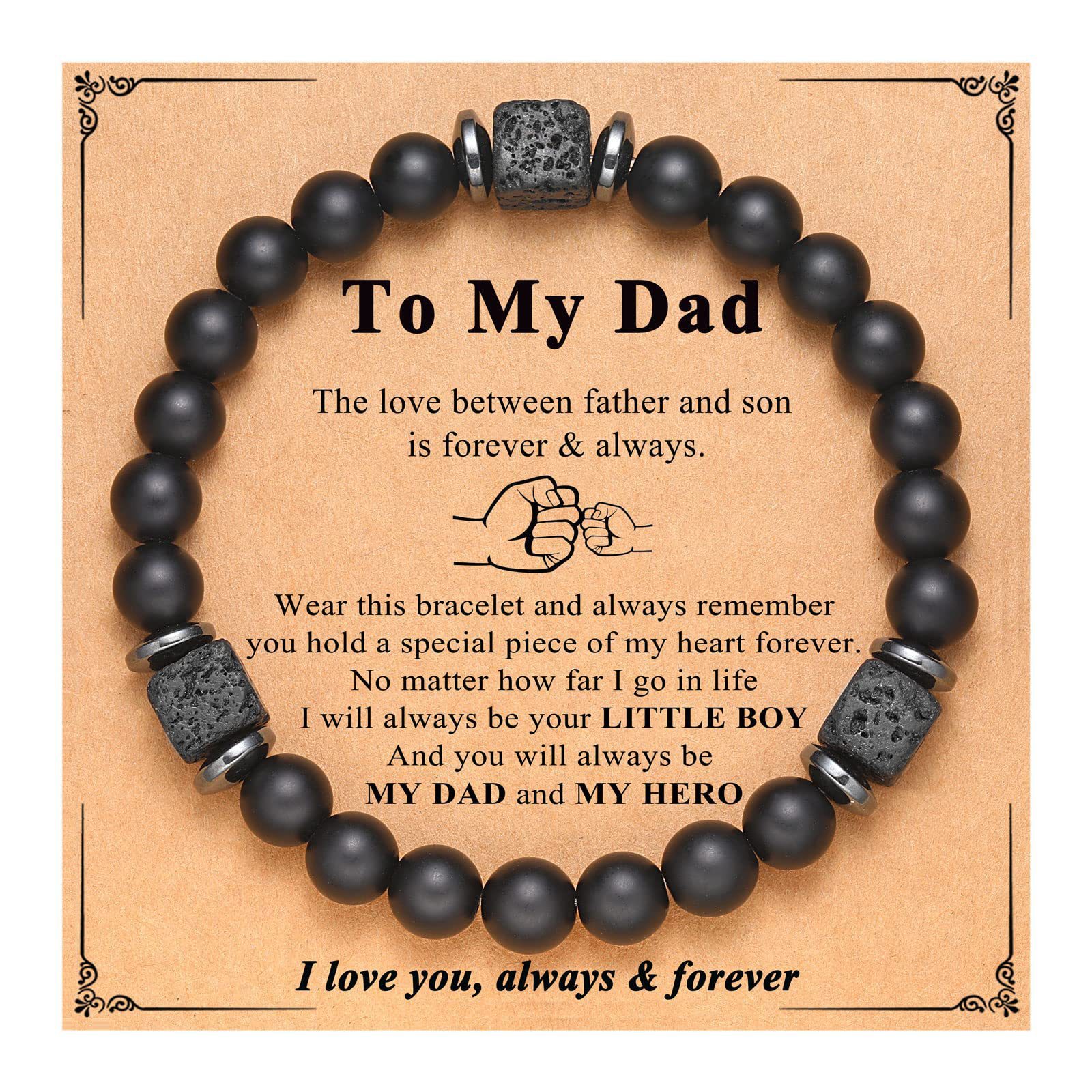 Volcanic Stone Bracelet Father and son Card