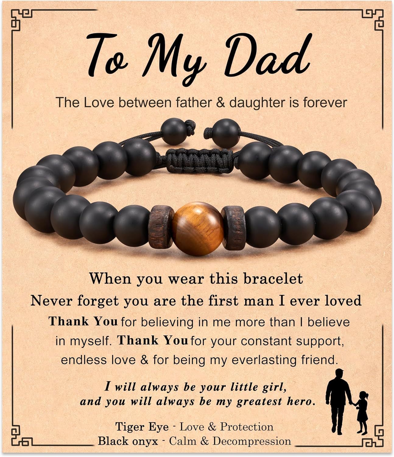 Black Frosted Tiger Eye Bracelet to my dad Card