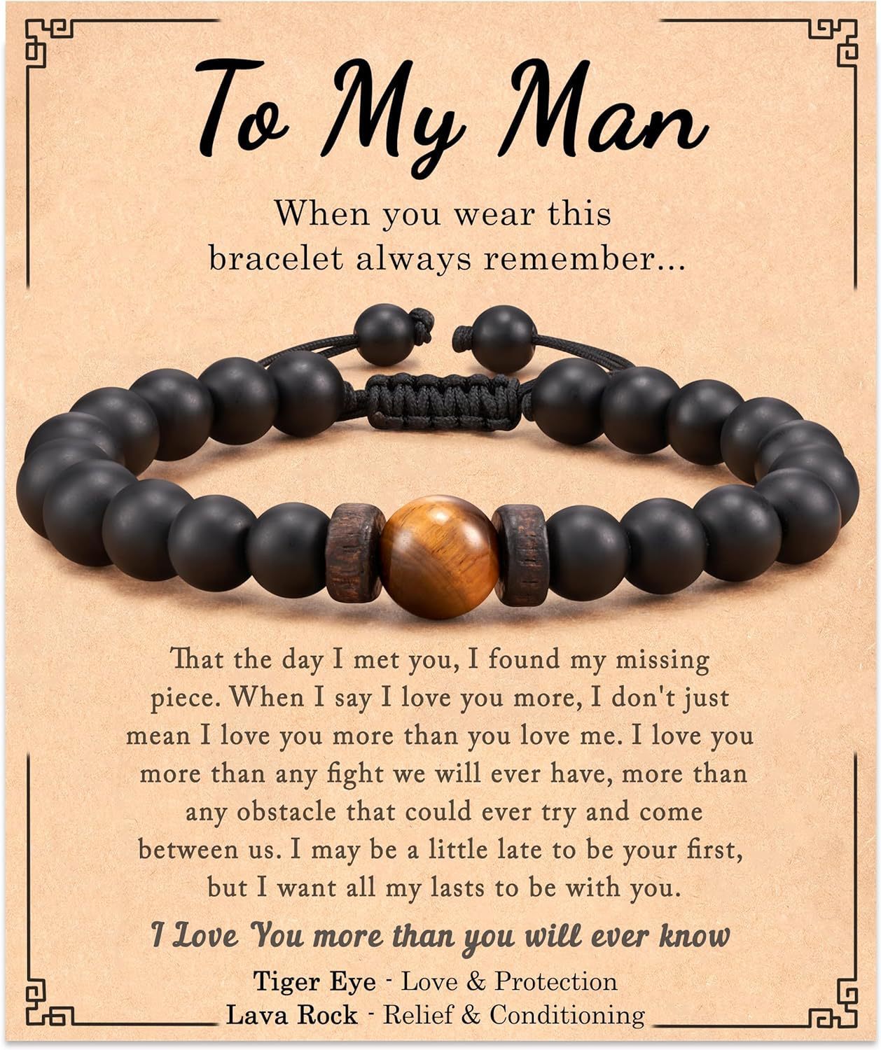 Black Frosted Tiger Eye Bracelet to my man Card