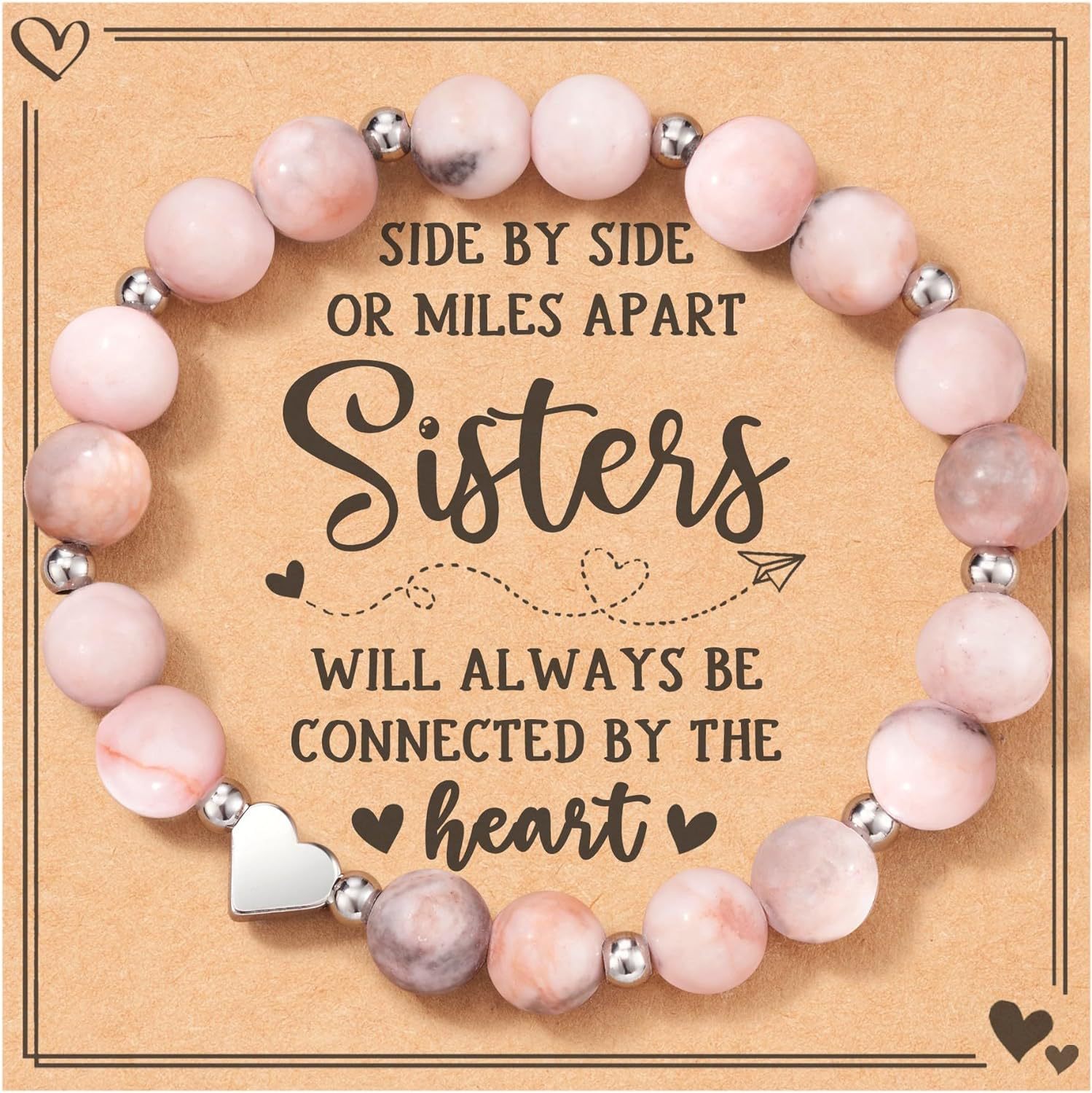 Pink zebra bracelet sister card