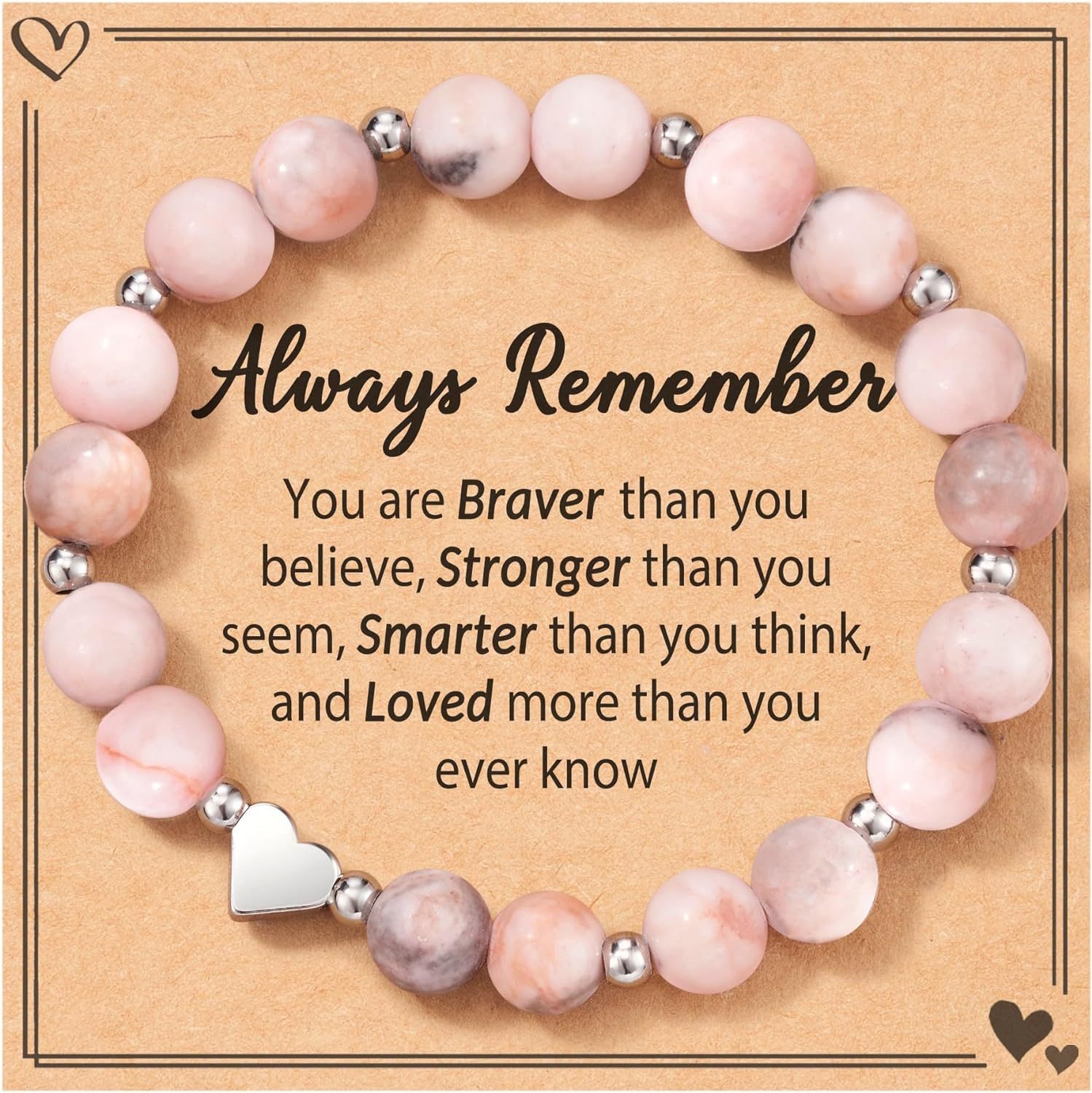 Pink Zebra Bracelet always remember Card