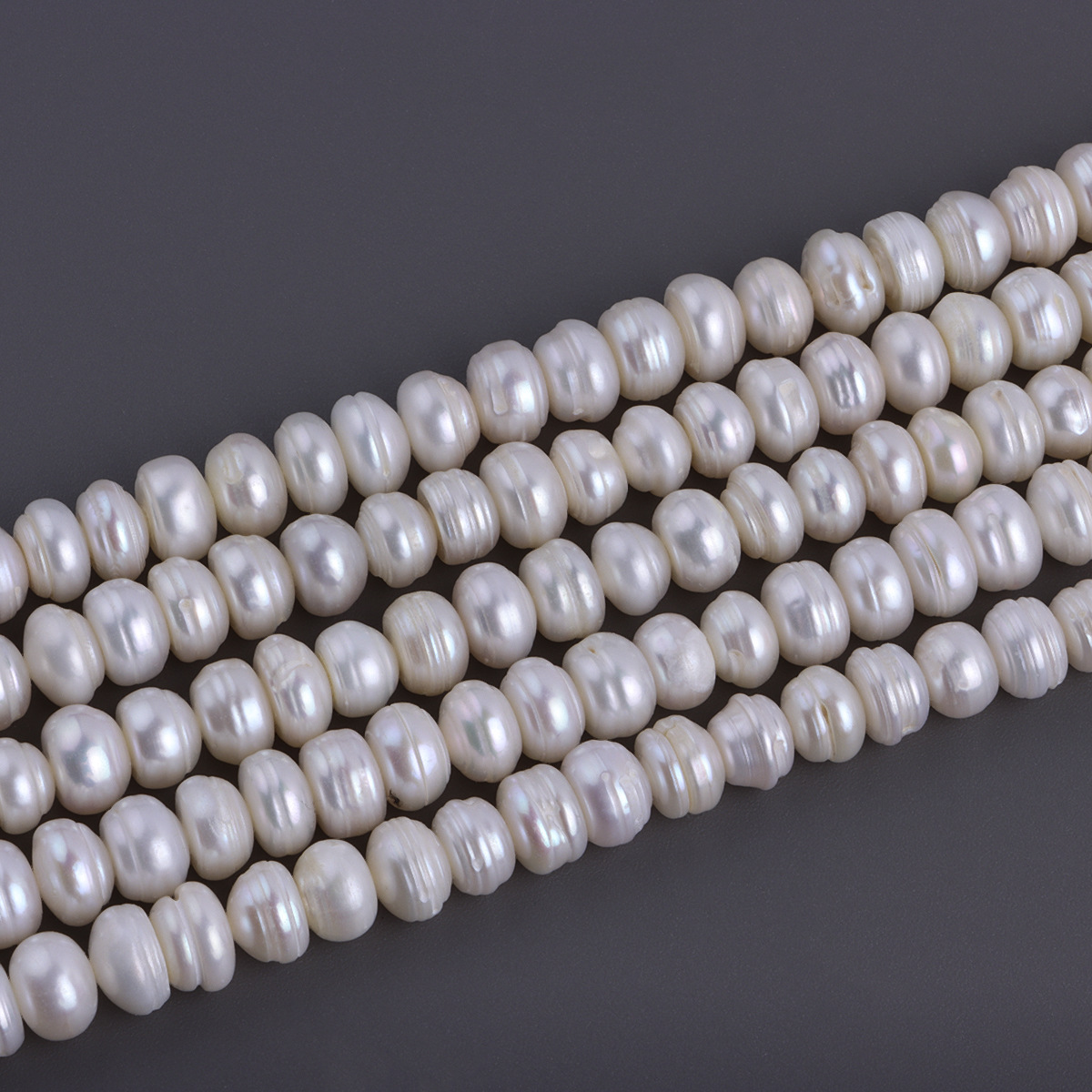 White 8-9mm threaded flat beads one piece