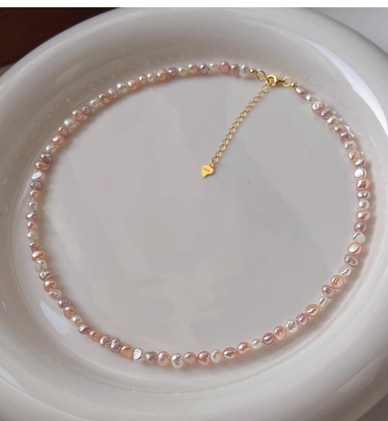 6-7mm baroque sterling silver gold-plated buckle necklace