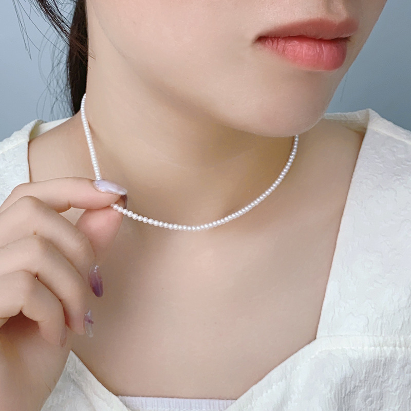 2-3mm natural white   925 silver chain