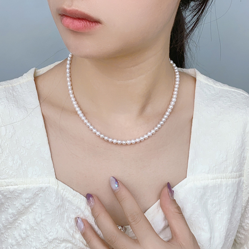 4-5mm natural white   925 silver chain