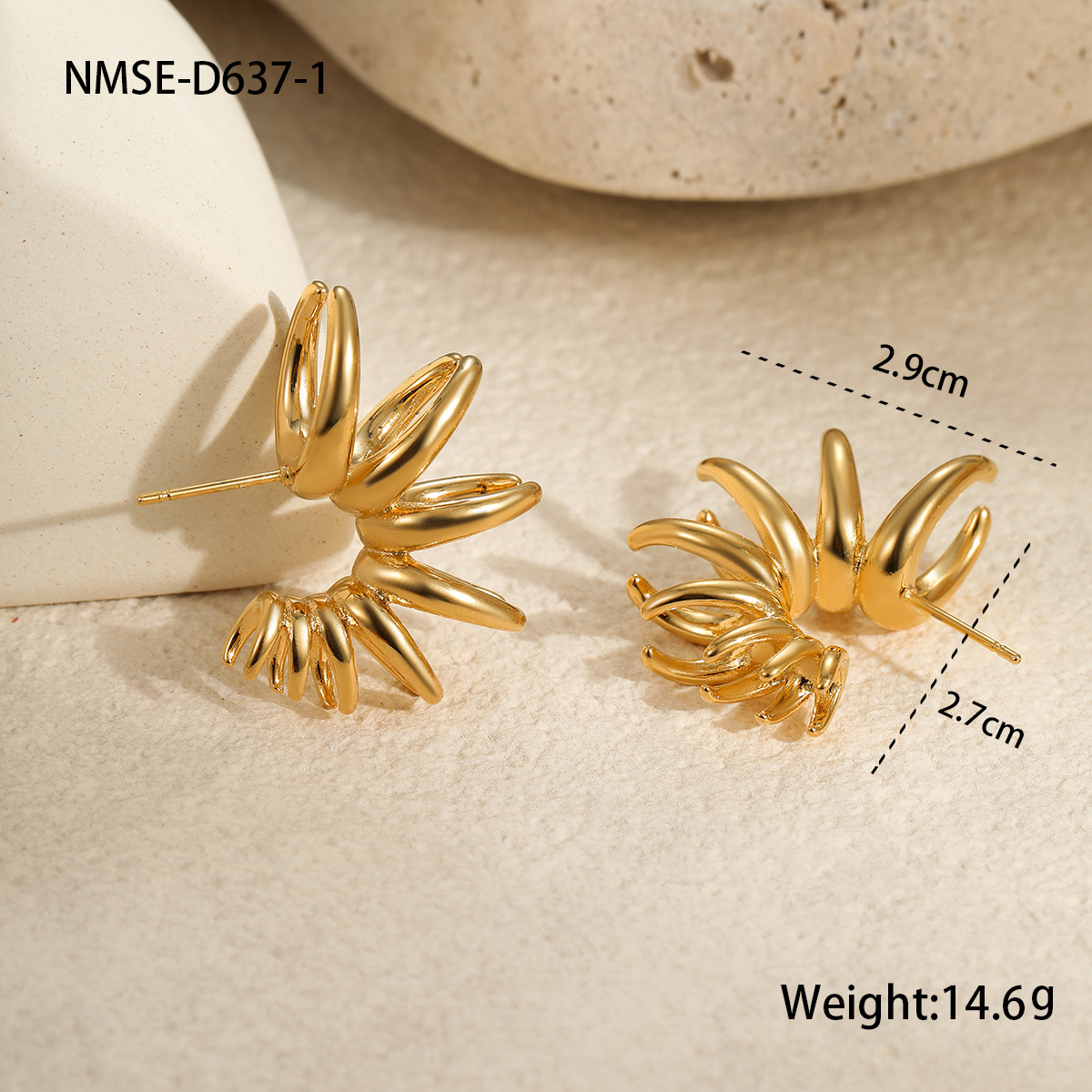 Nmse-d637-1 gold earrings