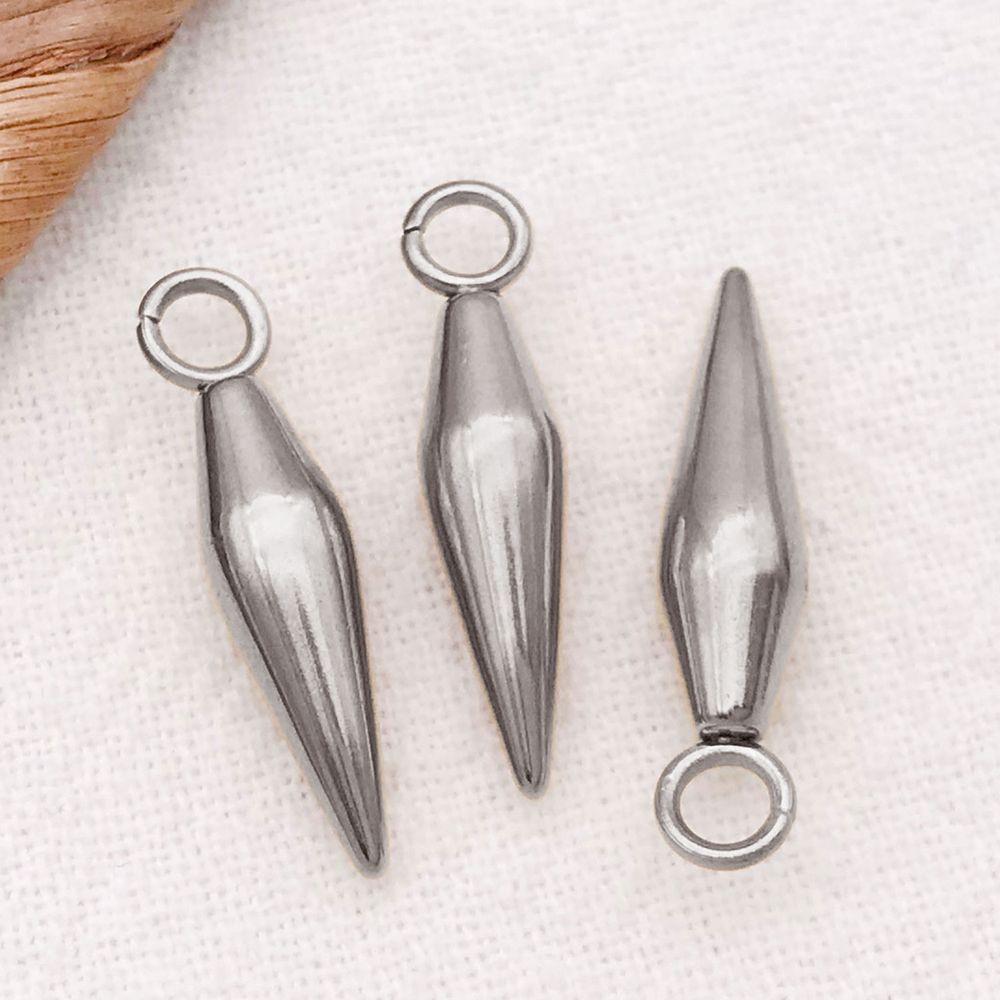 1 piece 4.5*19*4.5mm hole 2.5mm steel color stainless steel punk small hole cone pendant-1g-t2972