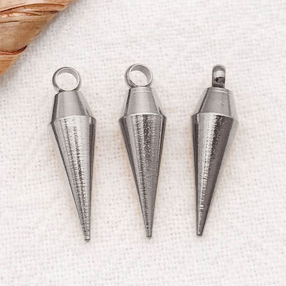 1 piece 5*17mm hole 2.5mm steel color stainless steel punk bullet cone pendant-0.98g-t3155