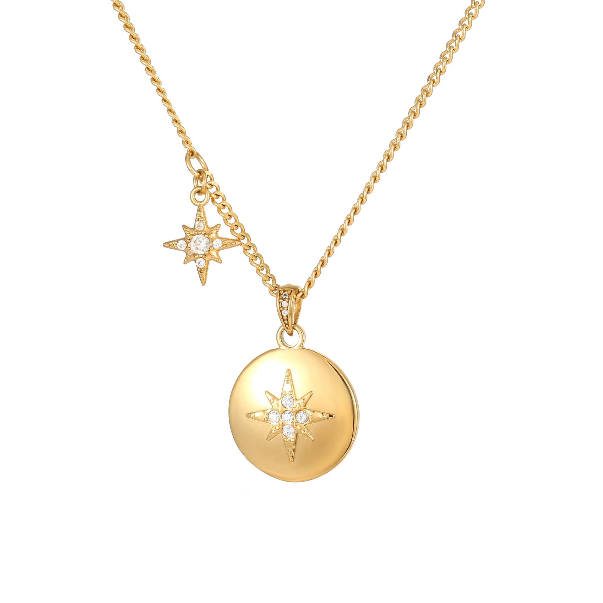 Gold eight-pointed star necklace