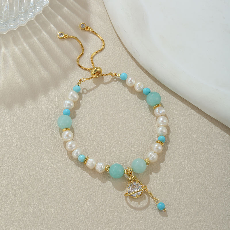 B4273 natural pearl zircon lake blue agate