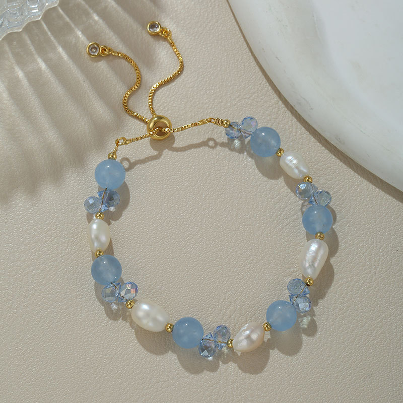 B4295 natural pearl crystal blue agate