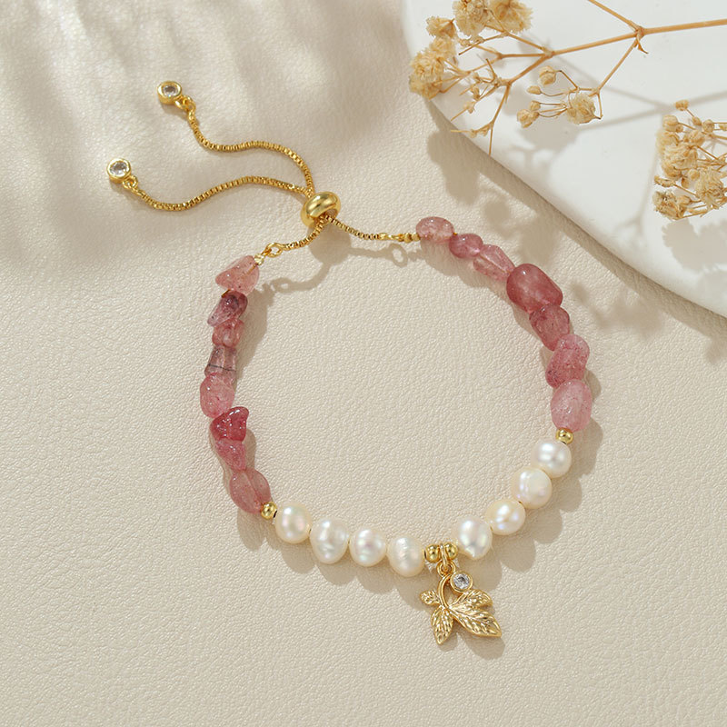 B4287 natural pearl strawberry crystal leaves