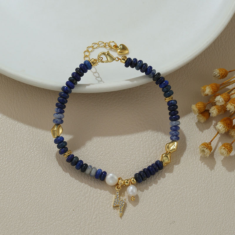 B4116 natural pearl lapis lazuli abacus