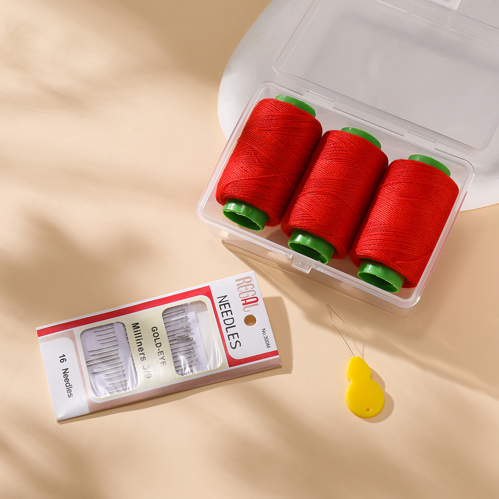 Red (3 rolls of thread   1 set of needles   thread guide) 1 set