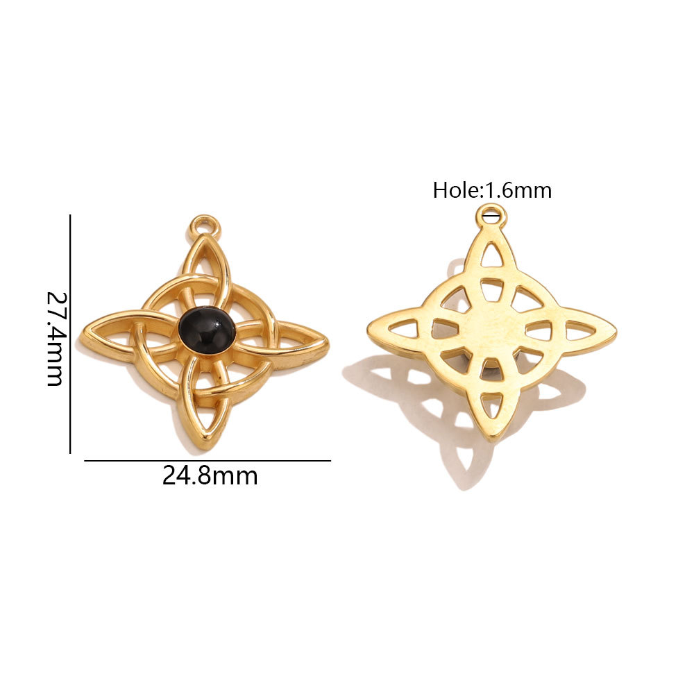 Golden cross obsidian pendant - ring