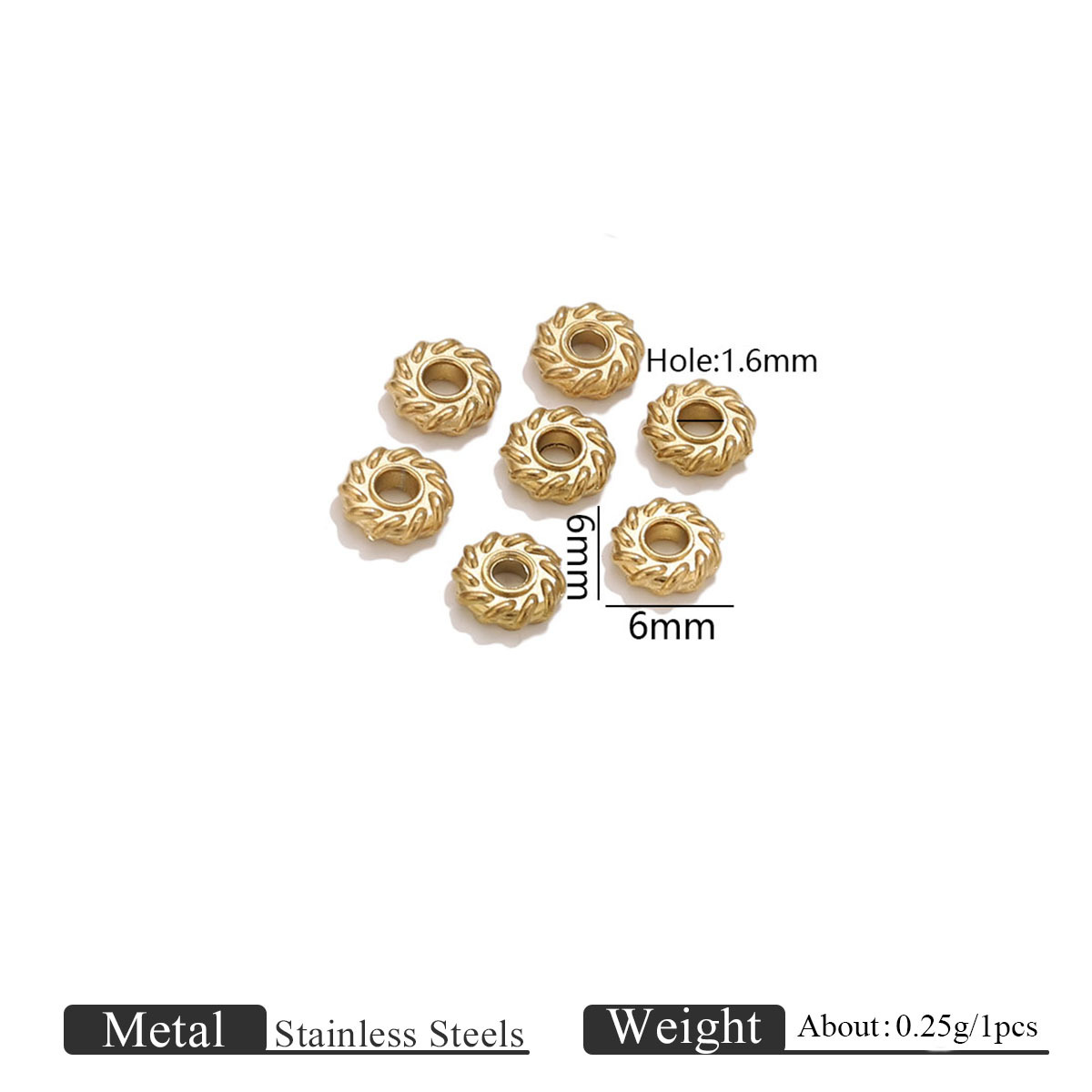 Golden twist wheel beads-6mm