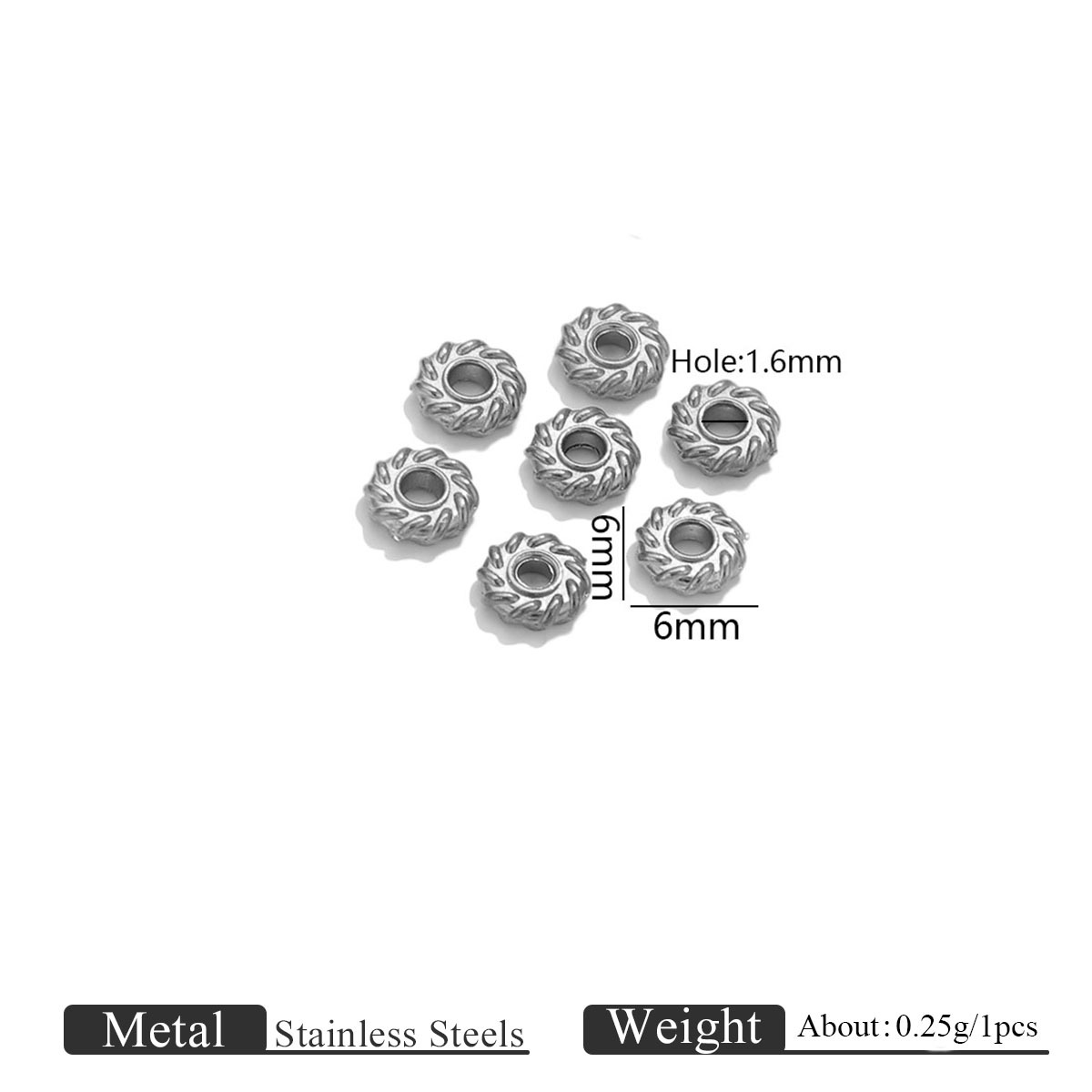 Steel color twist wheel beads-6mm