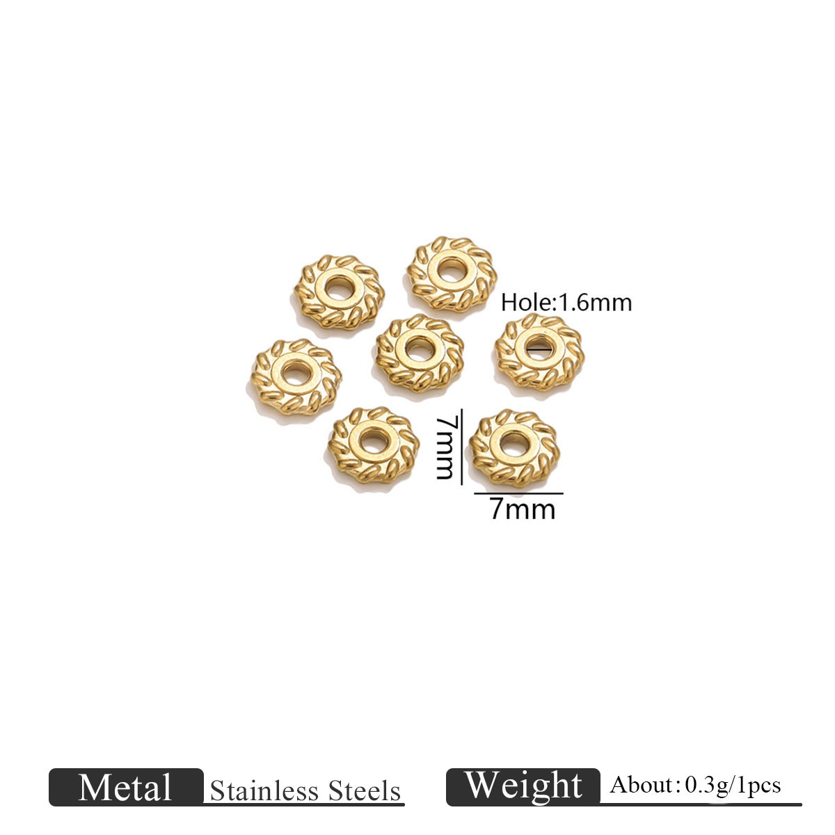 Golden twist wheel beads-7mm
