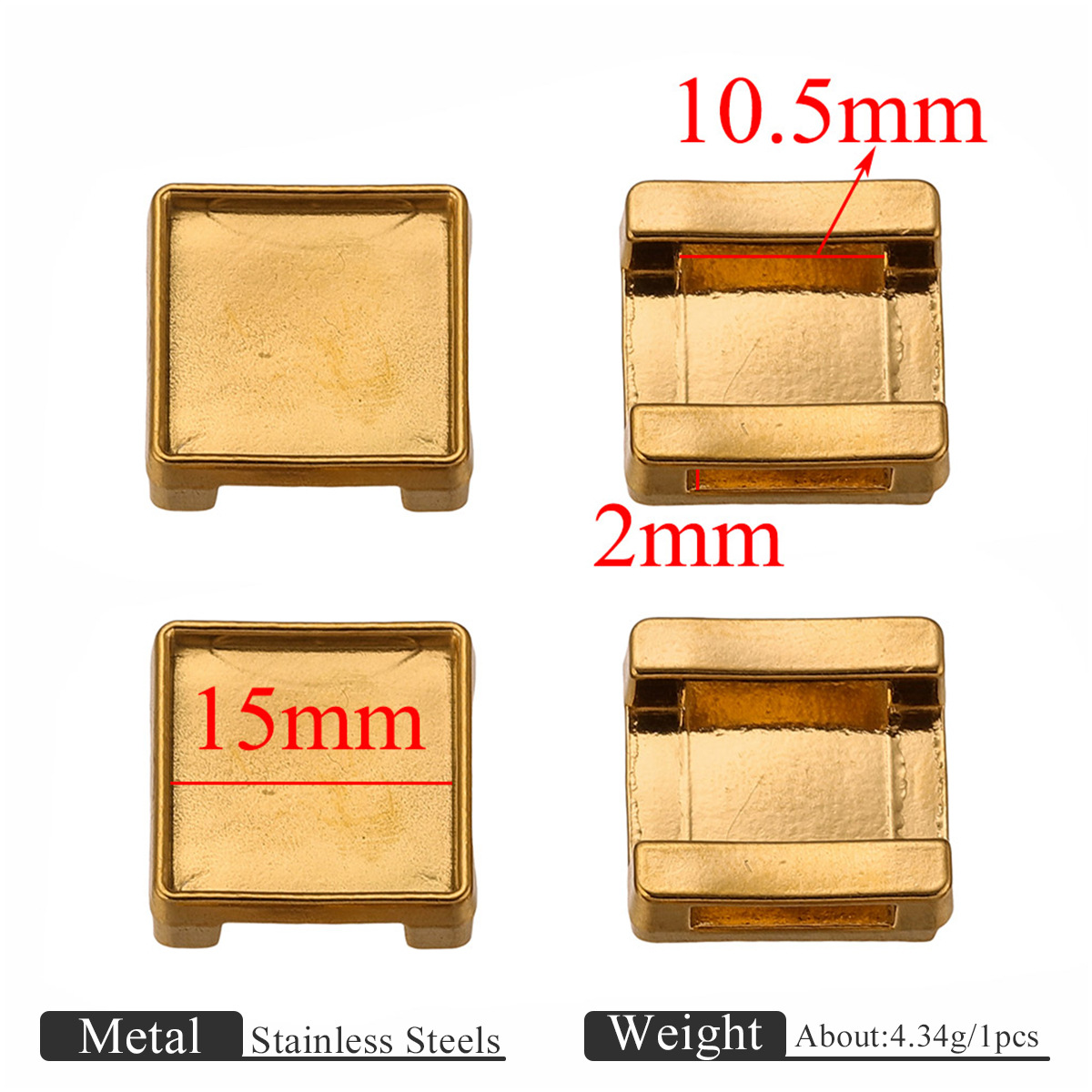 Gold square 15mm