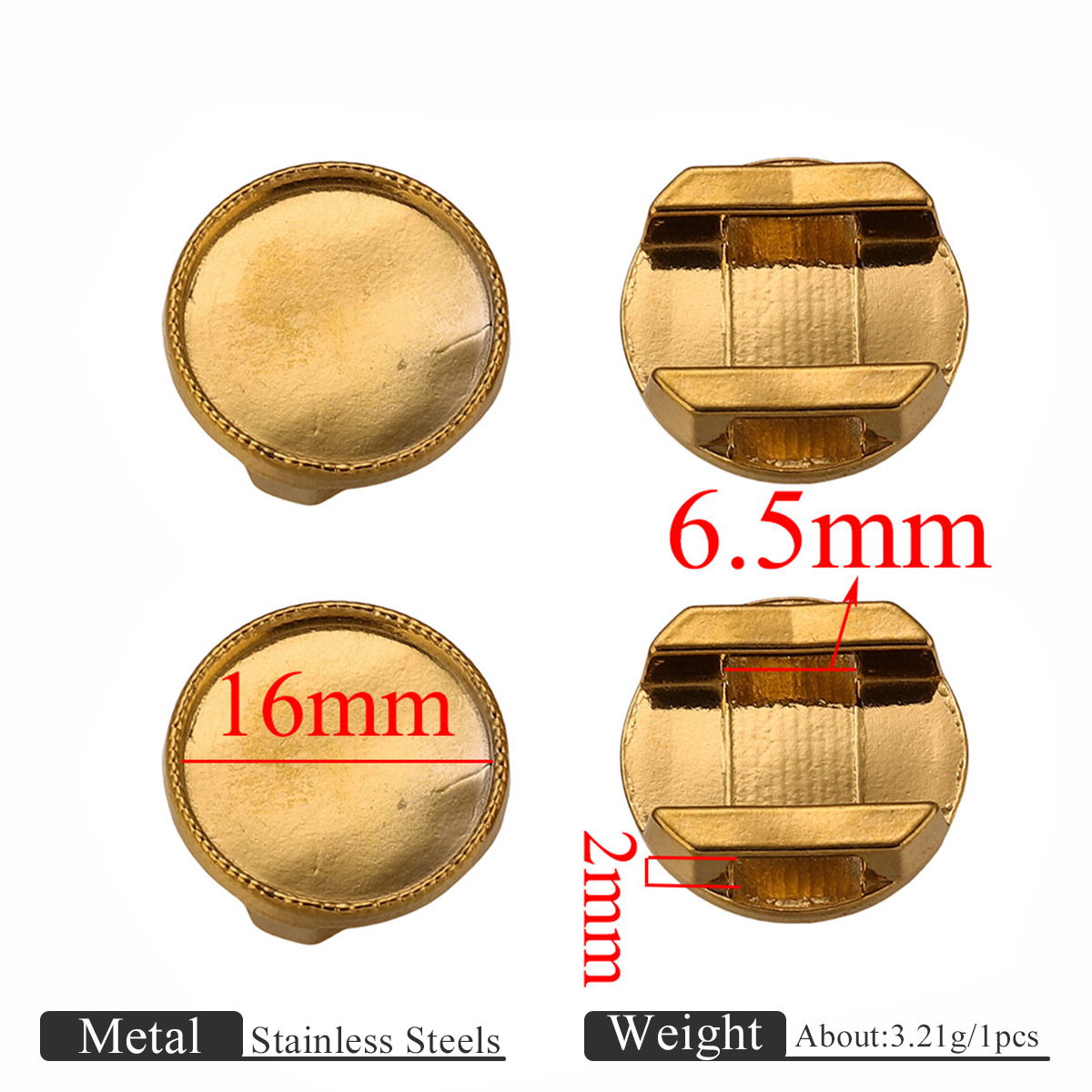 Gold round 16mm