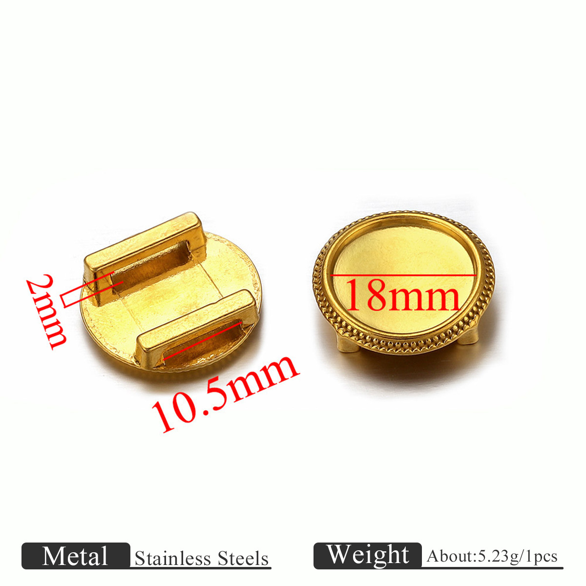 Gold round 18mm