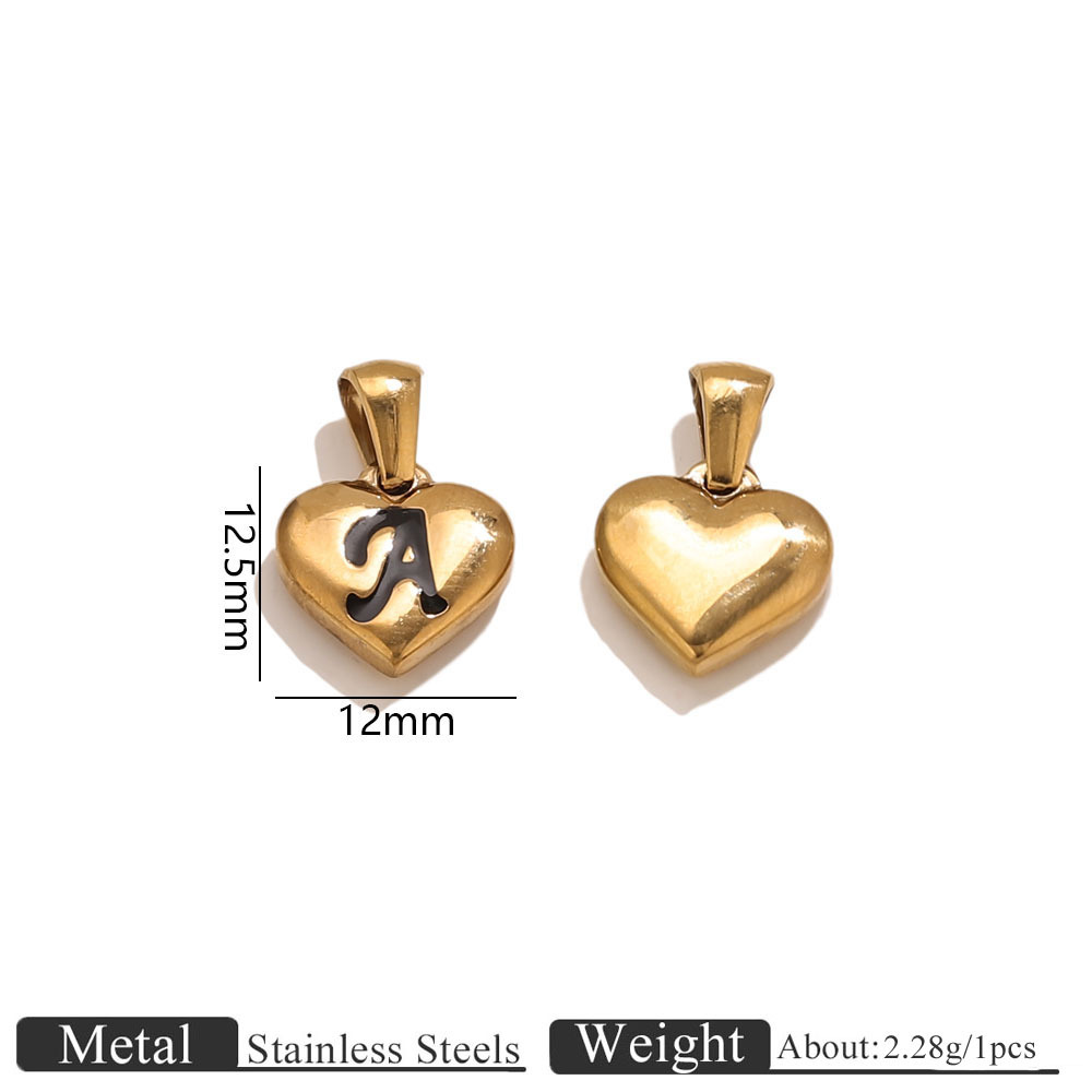 Golden heart engraved letter pendant-a