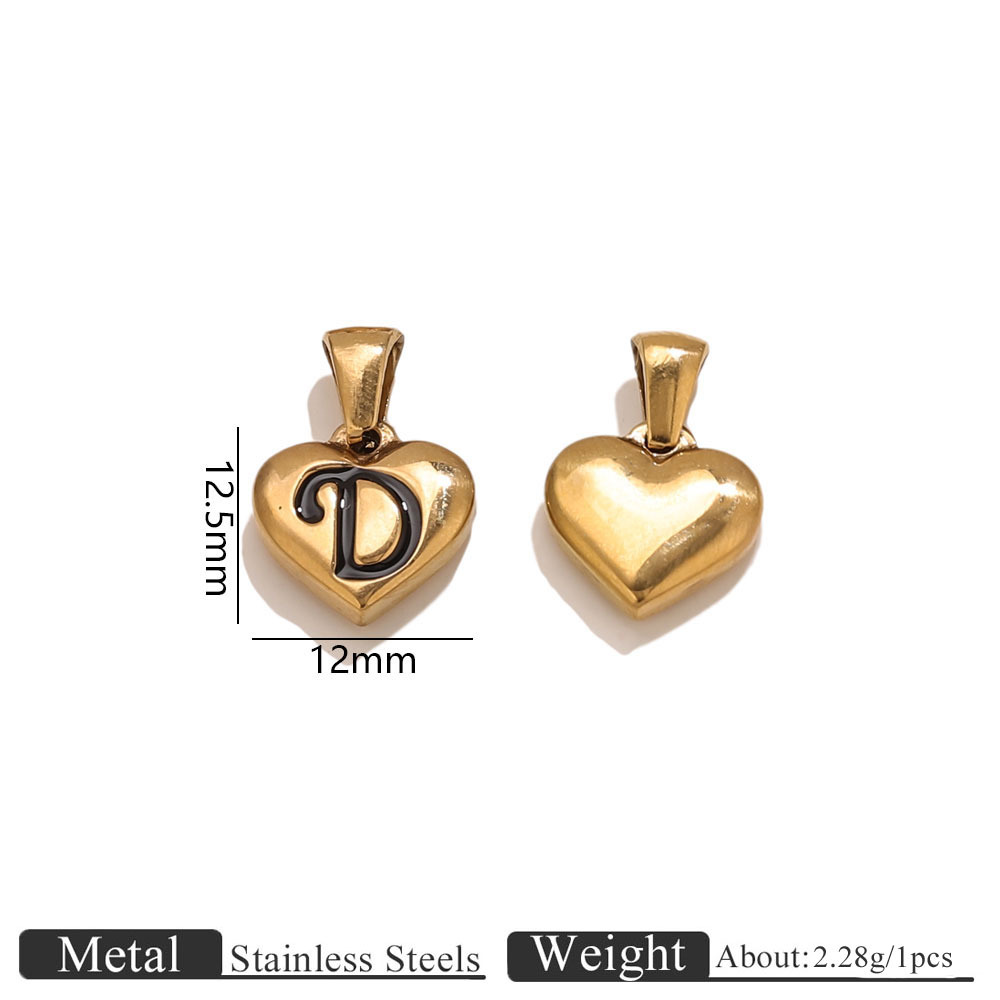 Gold heart-shaped engraved letter pendant-d