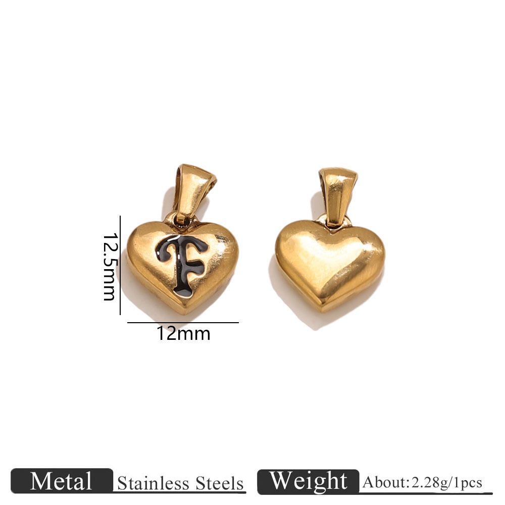 Gold heart-shaped engraved letter pendant-f