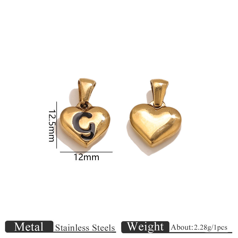 Golden heart-shaped engraved letter pendant-g