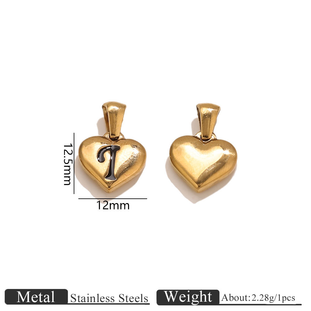 Golden heart engraved letter pendant-i
