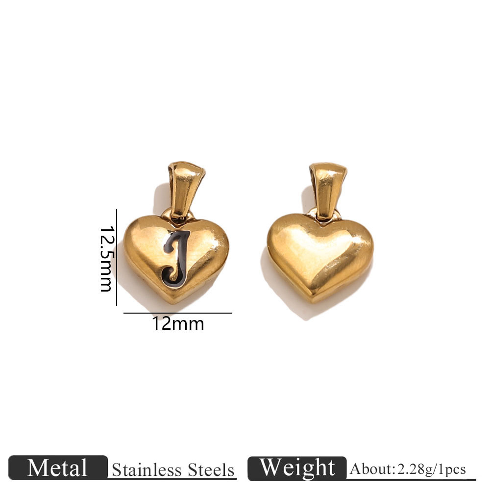 Gold heart-shaped engraved letter pendant-j