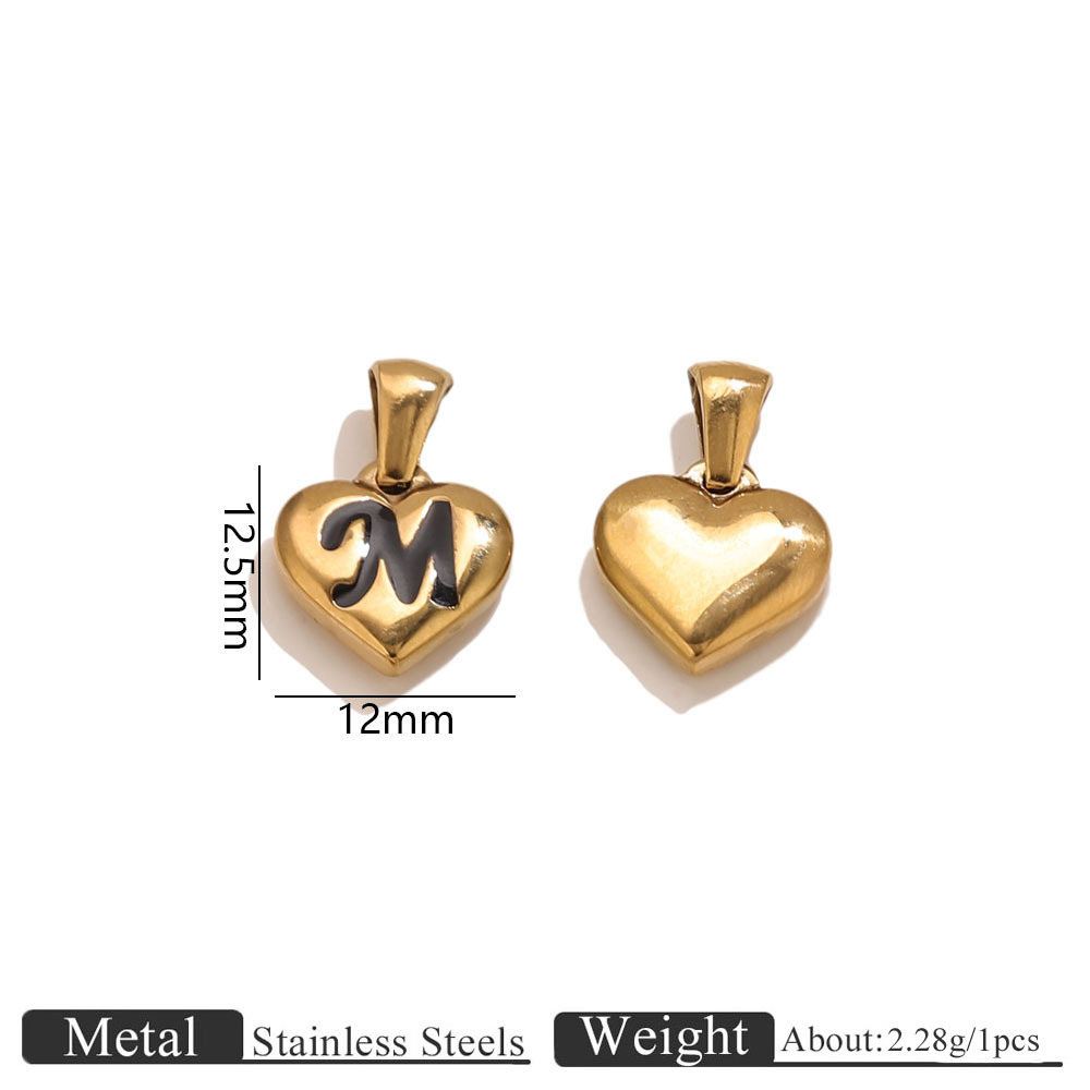 Gold heart-shaped engraved letter pendant-m