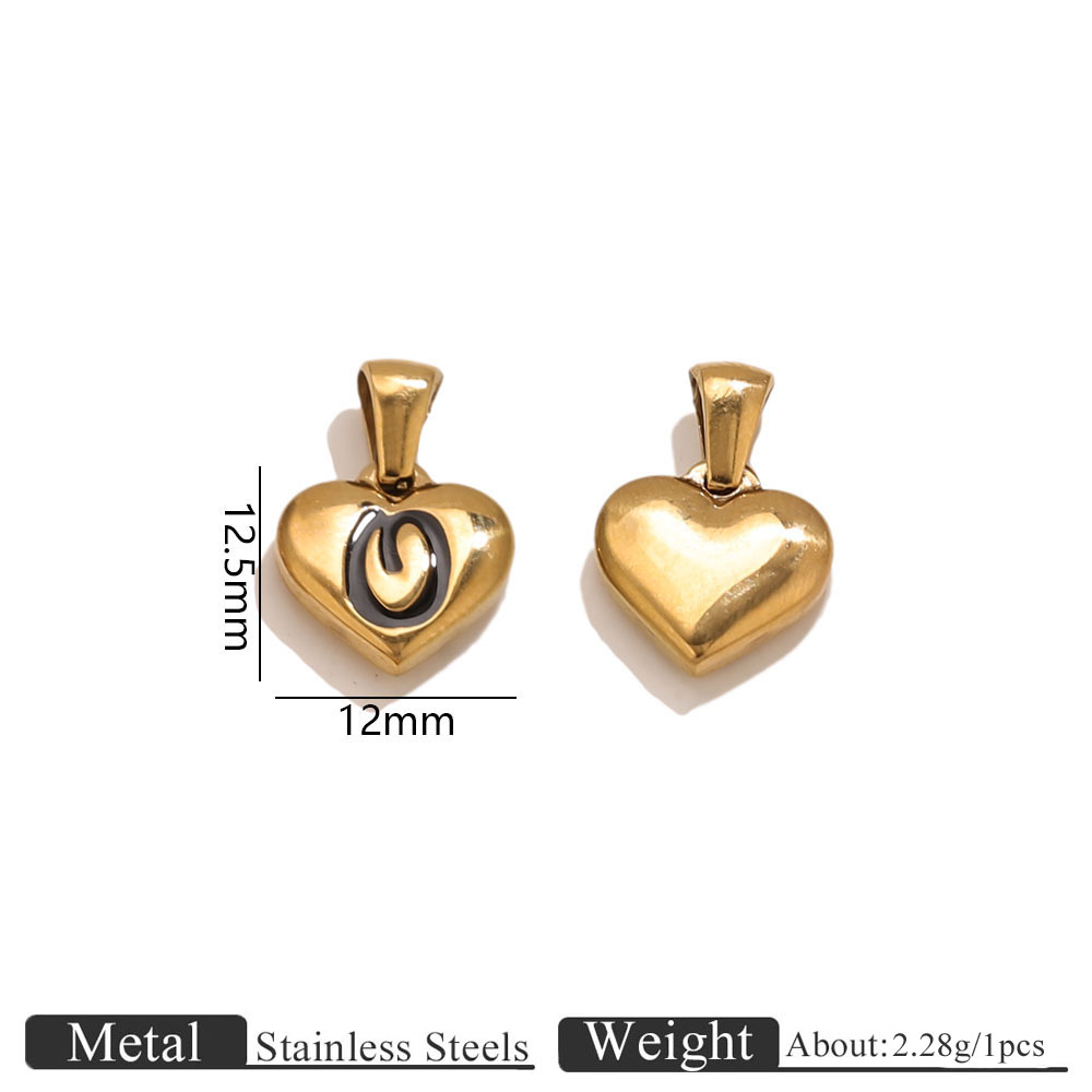 Gold heart-shaped engraved letter pendant-o