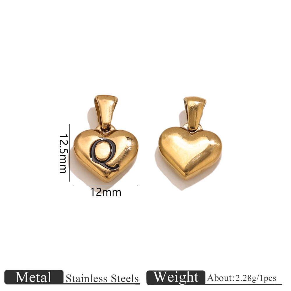 Gold heart-shaped engraved letter pendant-q