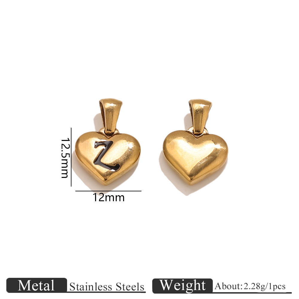Gold heart-shaped engraved letter pendant-z