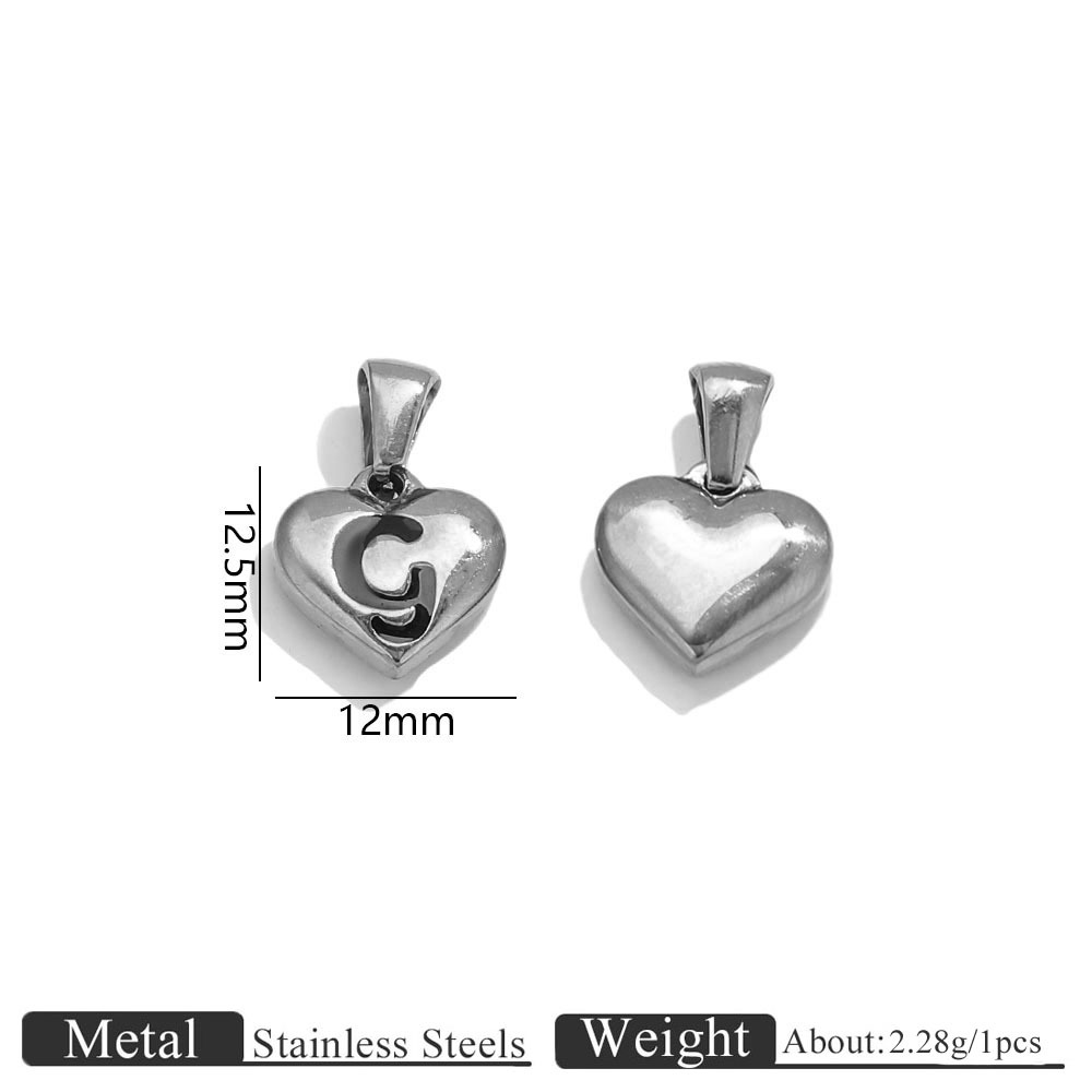 Steel color heart-shaped engraved letter pendant-g
