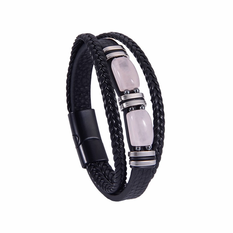 Black leather black buckle pink crystal