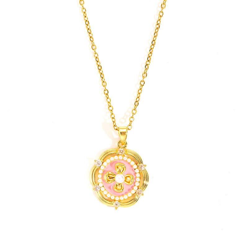 Rose four leaf flower necklace-gold-1.78cm