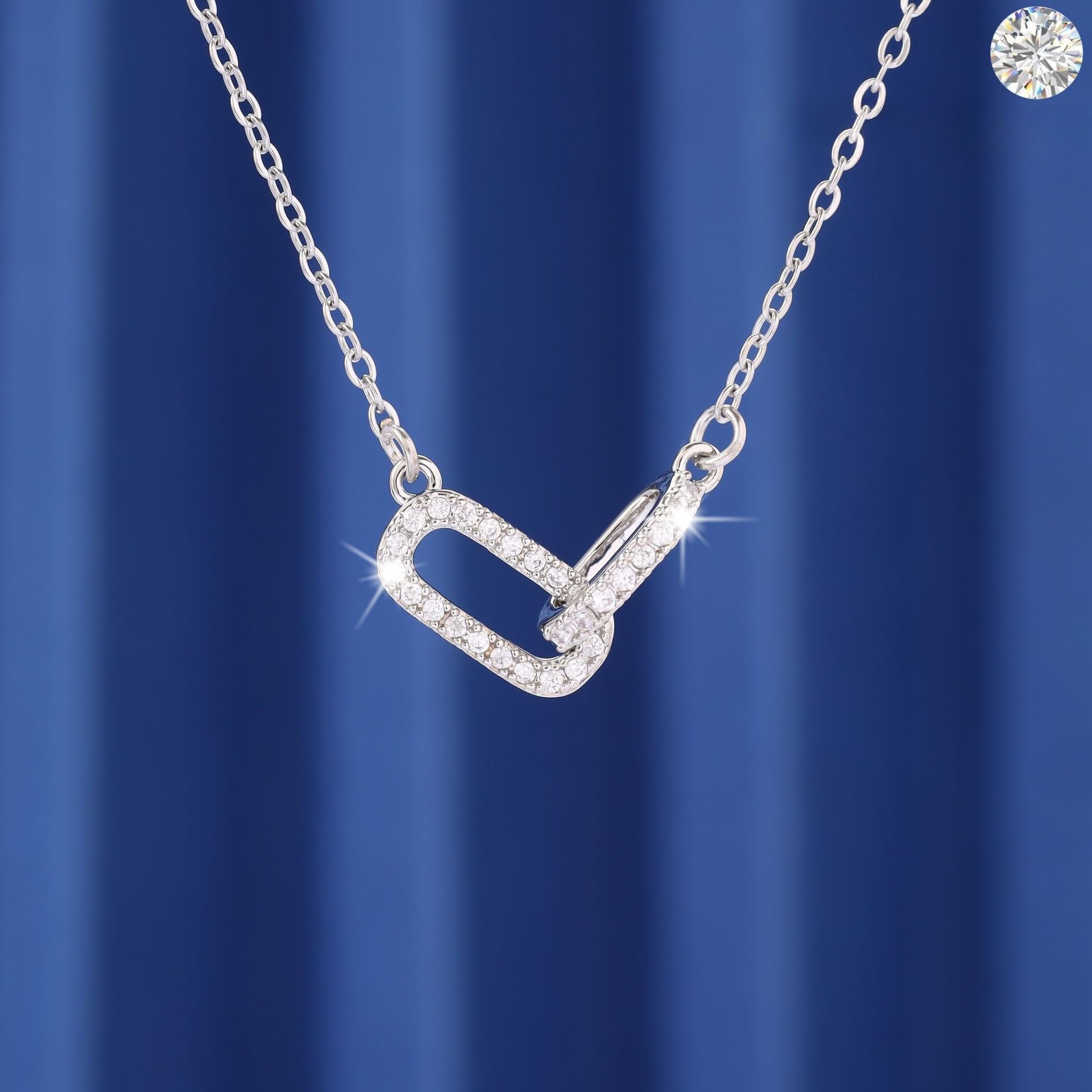 Double circle zircon necklace (silver)