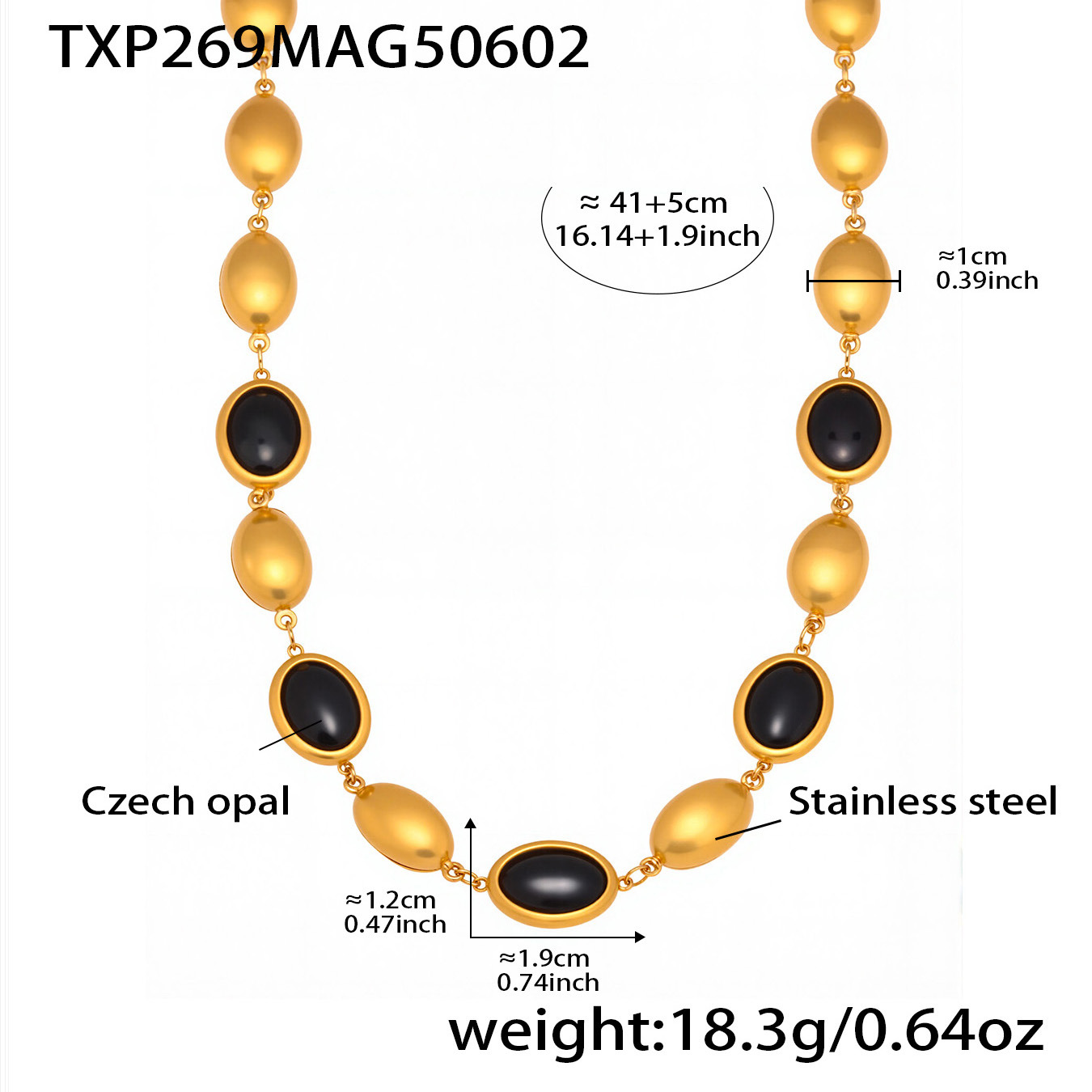 Txp269-golden black opal necklace 41+5cm