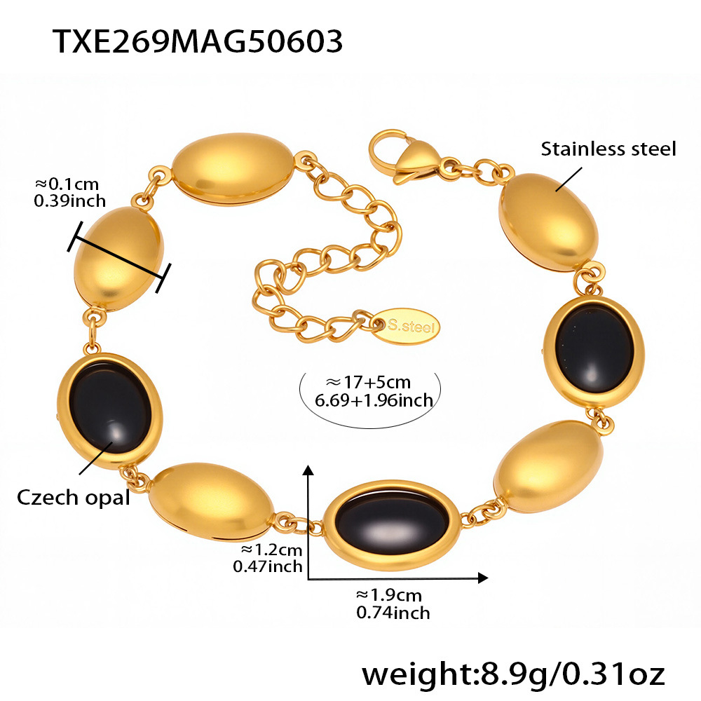 Txe269-gold black opal bracelet 17+5cm