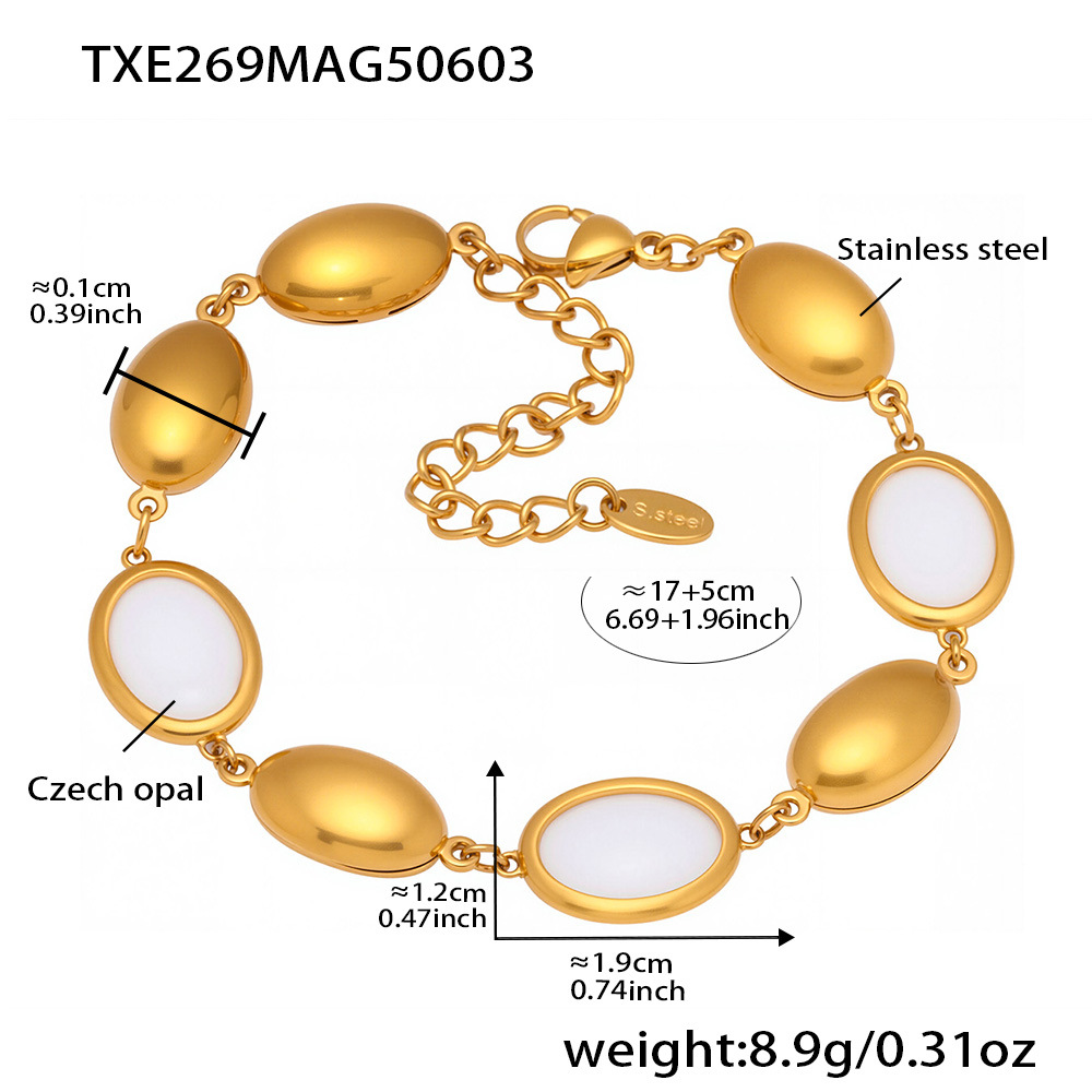 Txe269-golden white opal bracelet 17+5cm