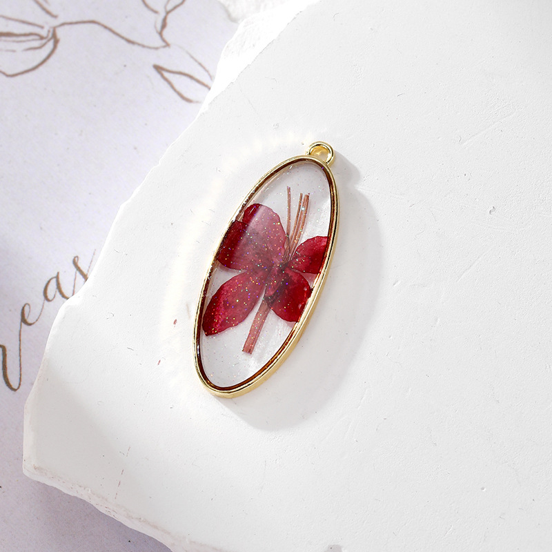 3 glitter oval red flowers