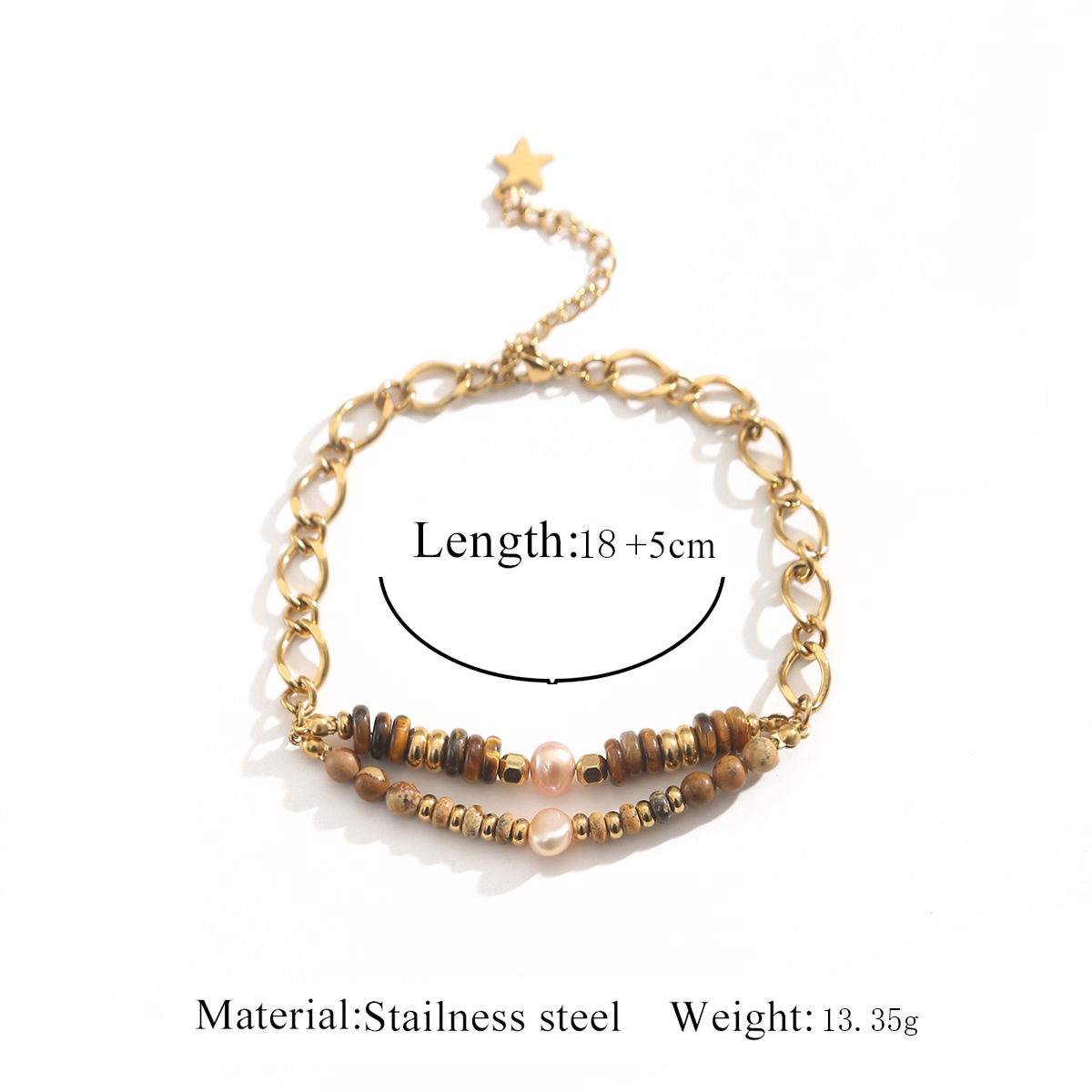 Gold wheel bead brown stone