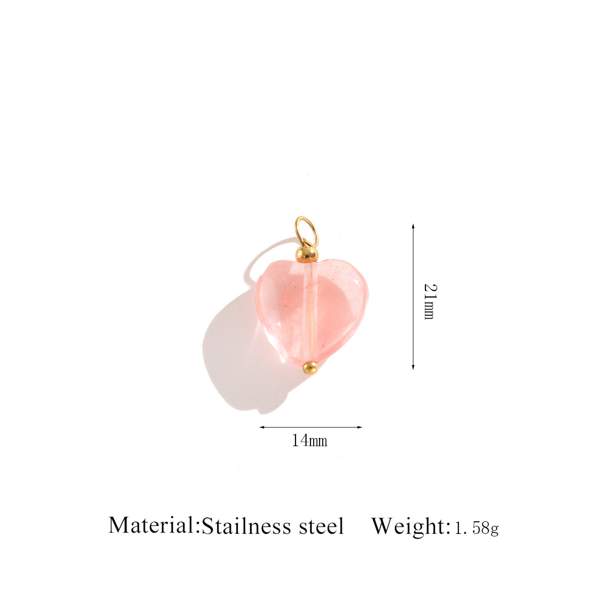Bead needle   stone bead pendant - light pink