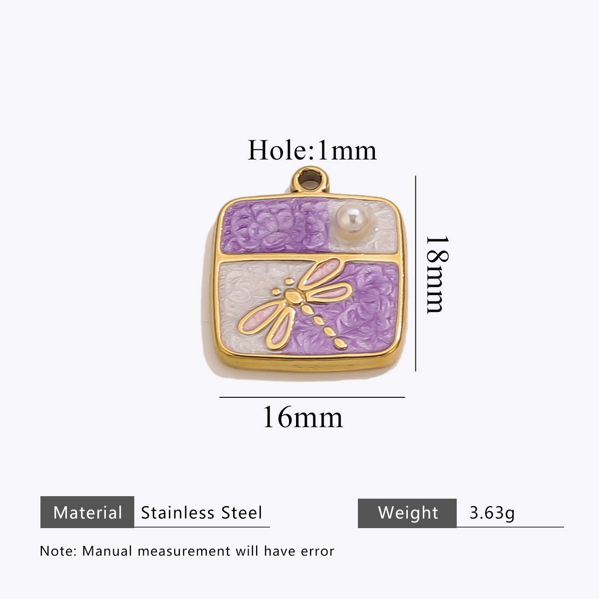 Dragonfly pendant-purple white pink